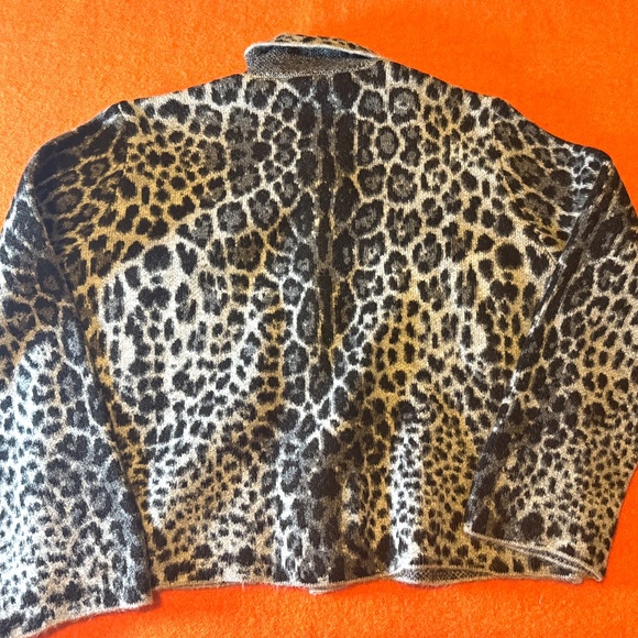 Zara gray leopard animal print jacquard knit cardigan NWT - Picture 9 of 11